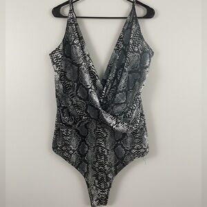 SHEIN Black and Gray Snakeskin Bodysuit